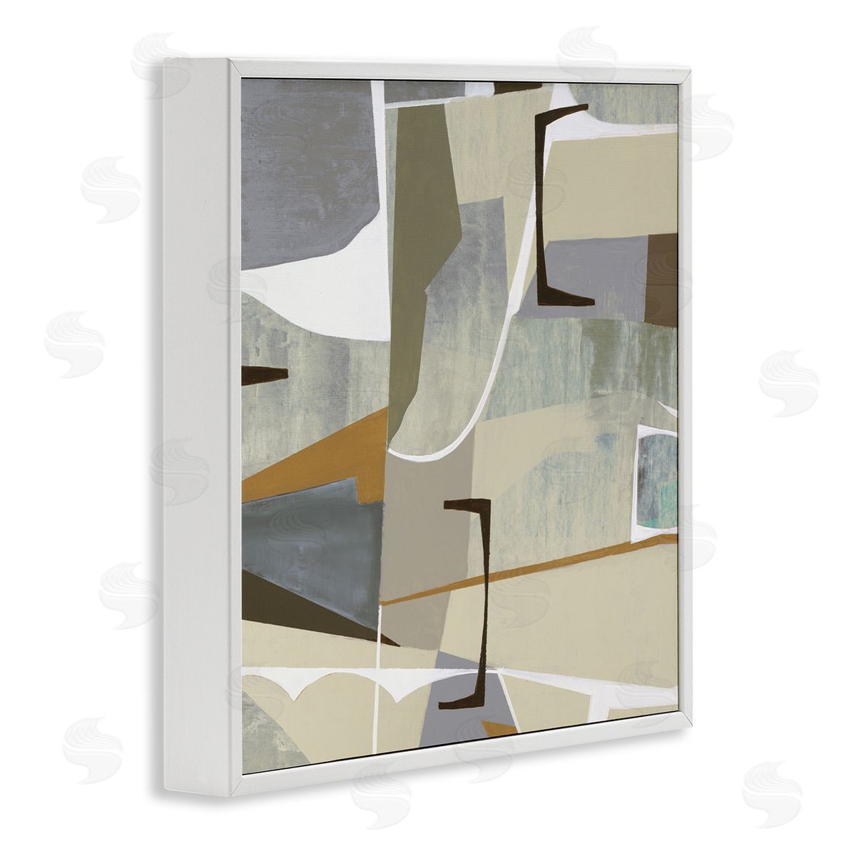 Liz Jardine Retro Geometric Composition White Framed Glicee Wall Art Print