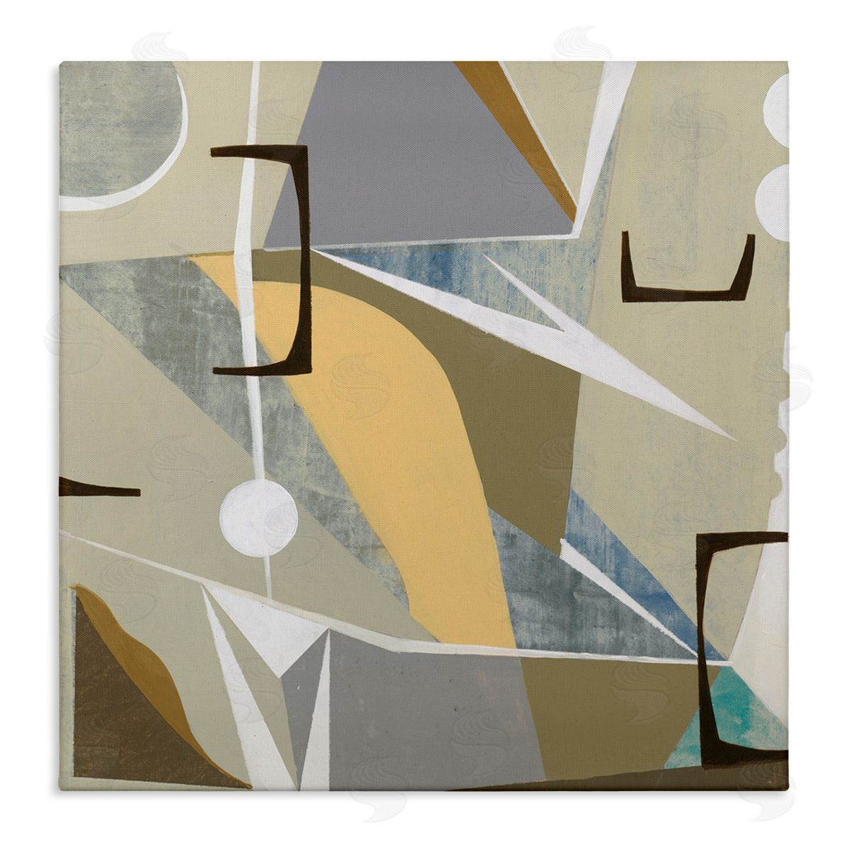 Liz Jardine Beige Modern Composition Stretched Canvas Wall Art Print