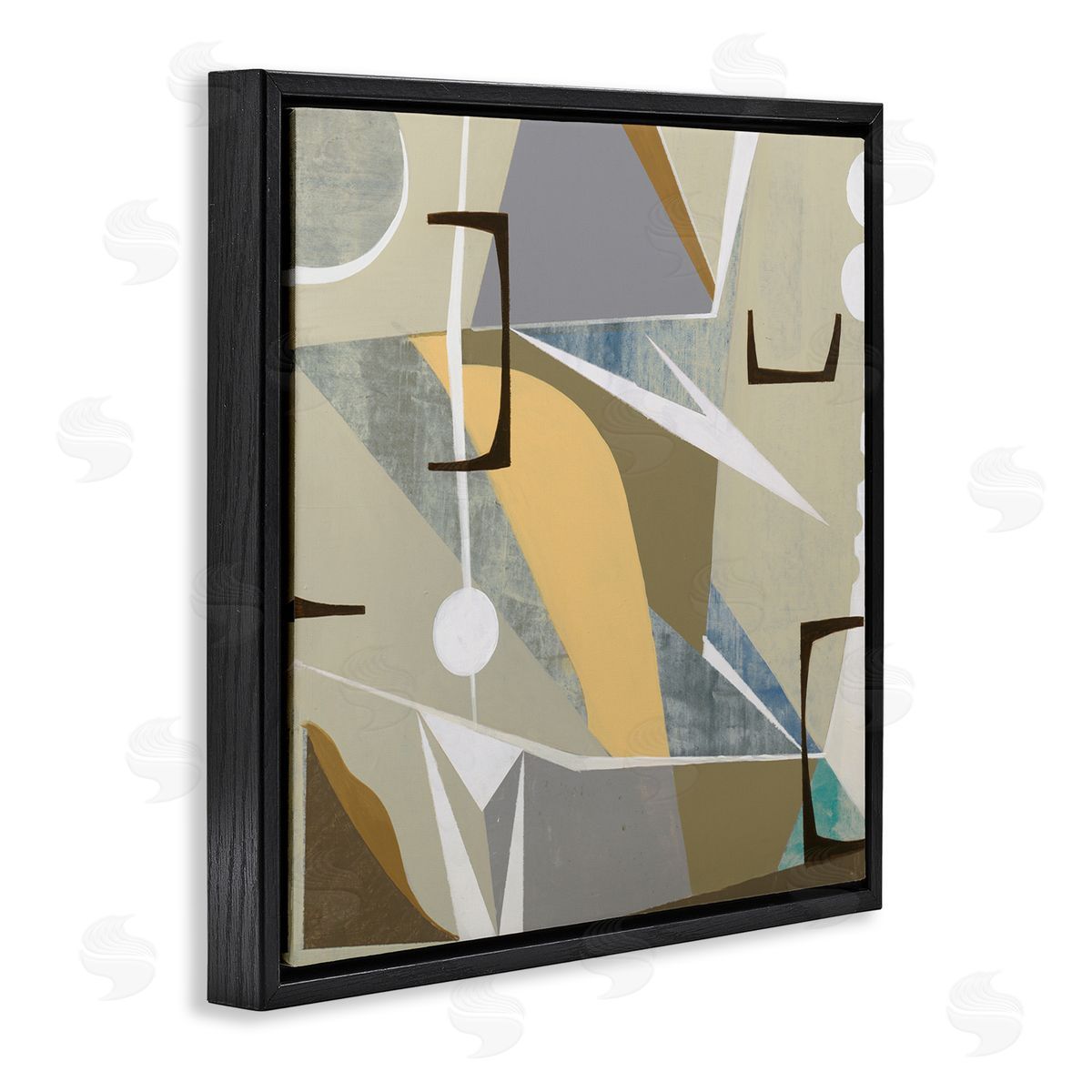 Liz Jardine Beige Modern Composition Black Floating Frame Canvas Wall Art Print