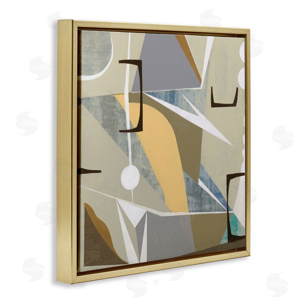 Liz Jardine Beige Modern Composition Gold Floating Frame Canvas Wall Art Print