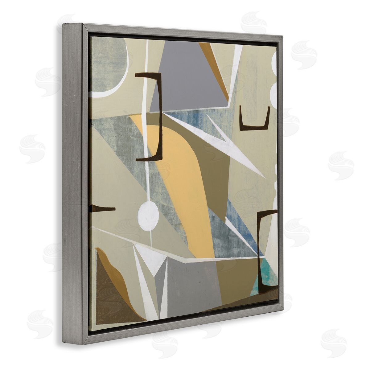 Liz Jardine Beige Modern Composition Gray Floating Frame Canvas Wall Art Print