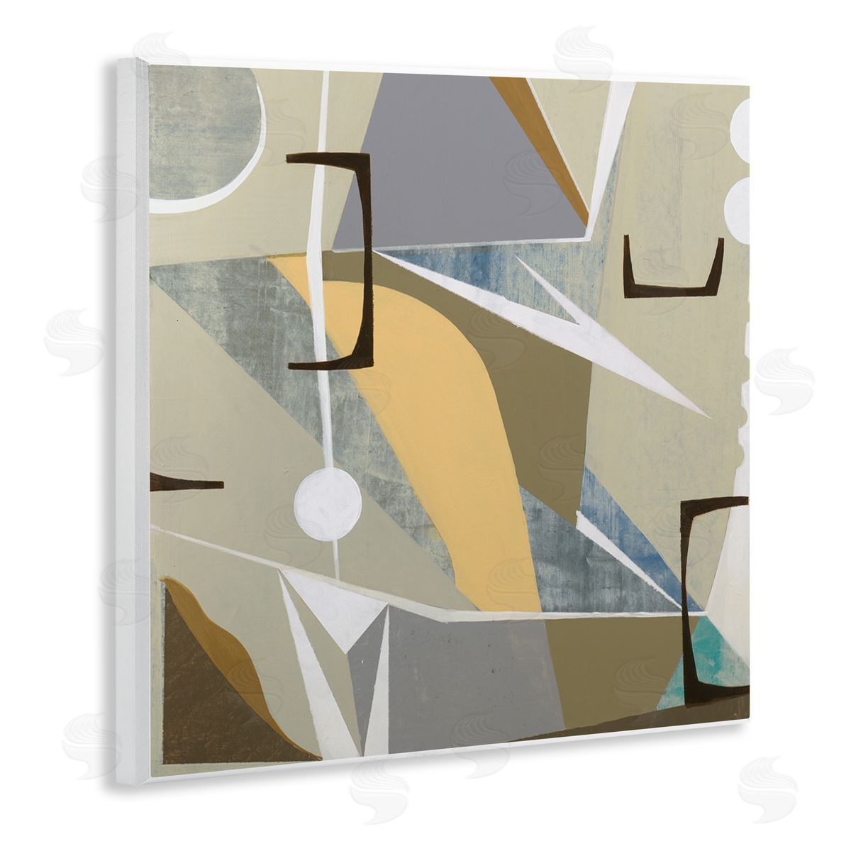 Liz Jardine Beige Modern Composition Wooden Wall Plaque Art Print