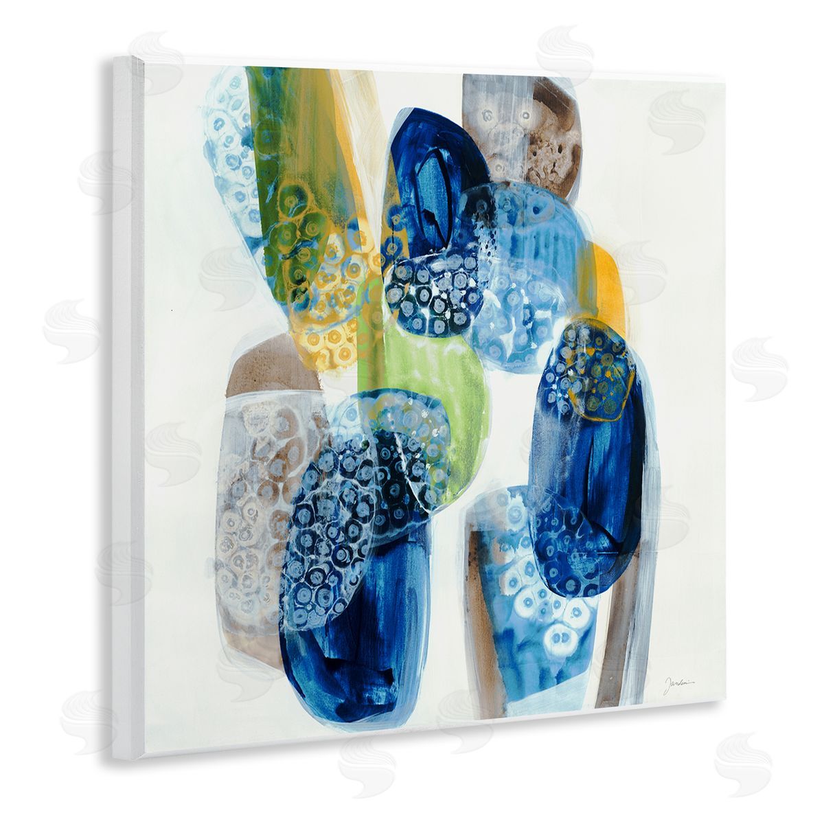 Liz Jardine Busy Abstract Pebbles Wooden Wall Plaque Art Print