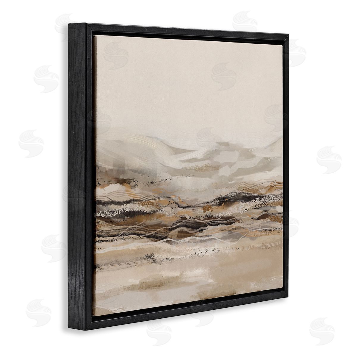 Abstract Mountains Landscape Black Floating Frame Canvas Wall Art, Home Decor by Ros Ruseva