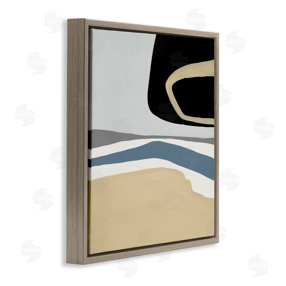 Ruth Fromstein Modern Asymmetrical Composition Brown Floating Frame Canvas Wall Art Print