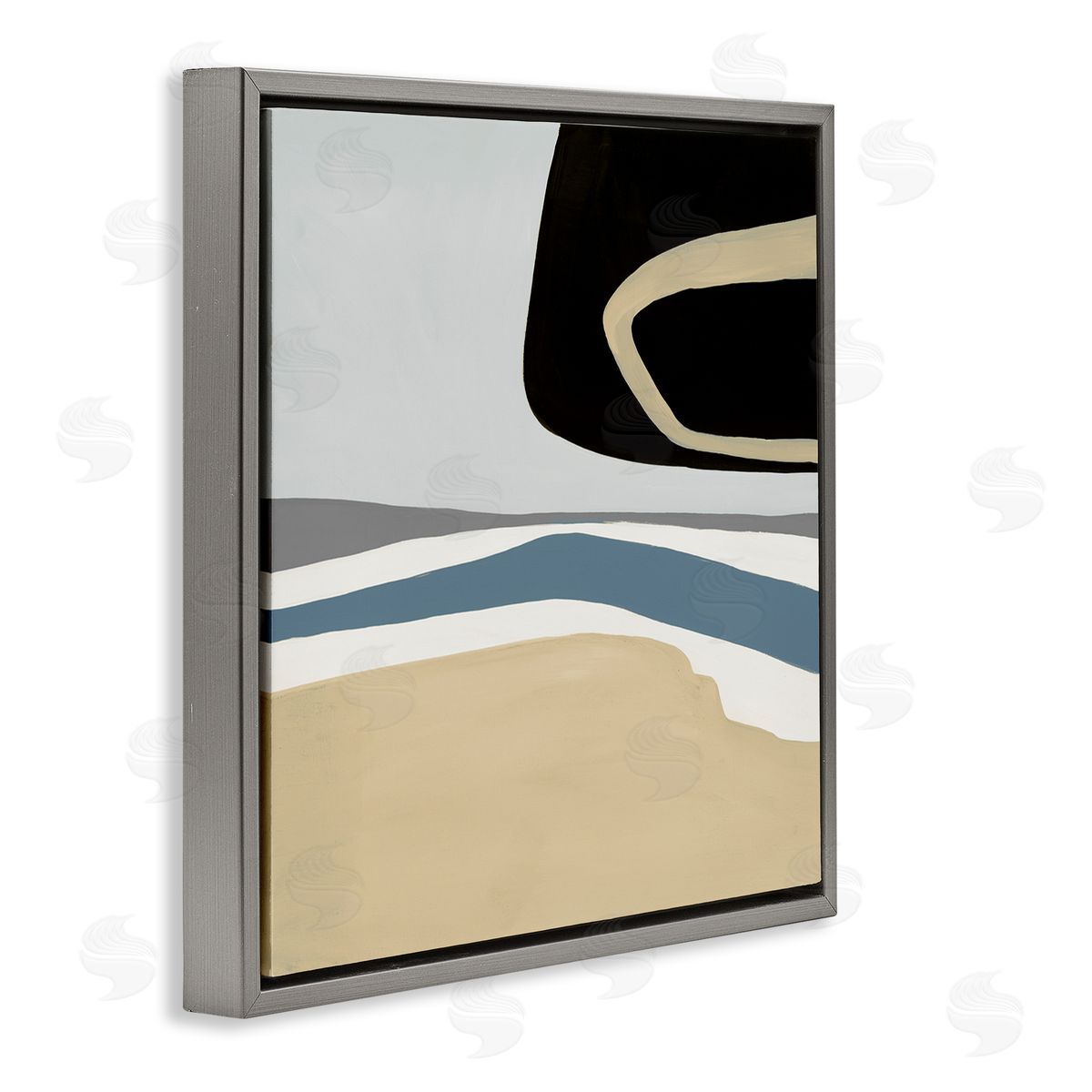 Ruth Fromstein Modern Asymmetrical Composition Gray Floating Frame Canvas Wall Art Print