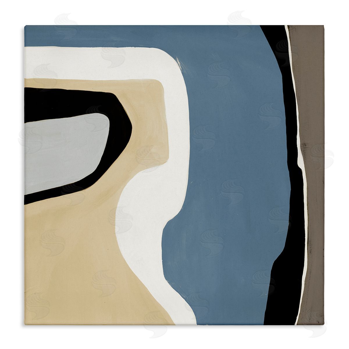 Ruth Fromstein Blue & Beige Abstraction Stretched Canvas Wall Art Print