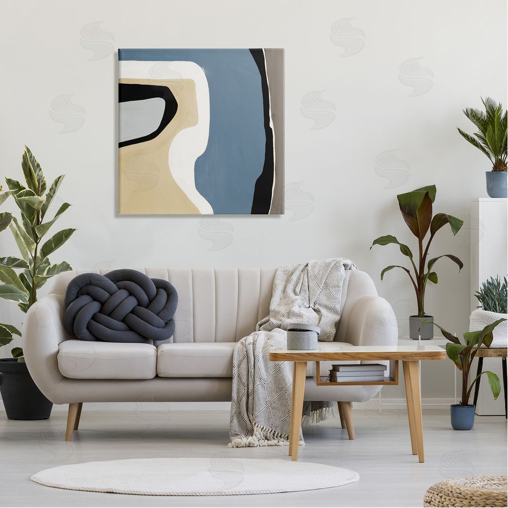 Ruth Fromstein Blue & Beige Abstraction Canvas Wall Art in Room