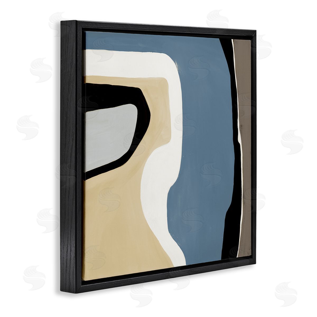 Ruth Fromstein Blue & Beige Abstraction Black Floating Frame Canvas Wall Art Print