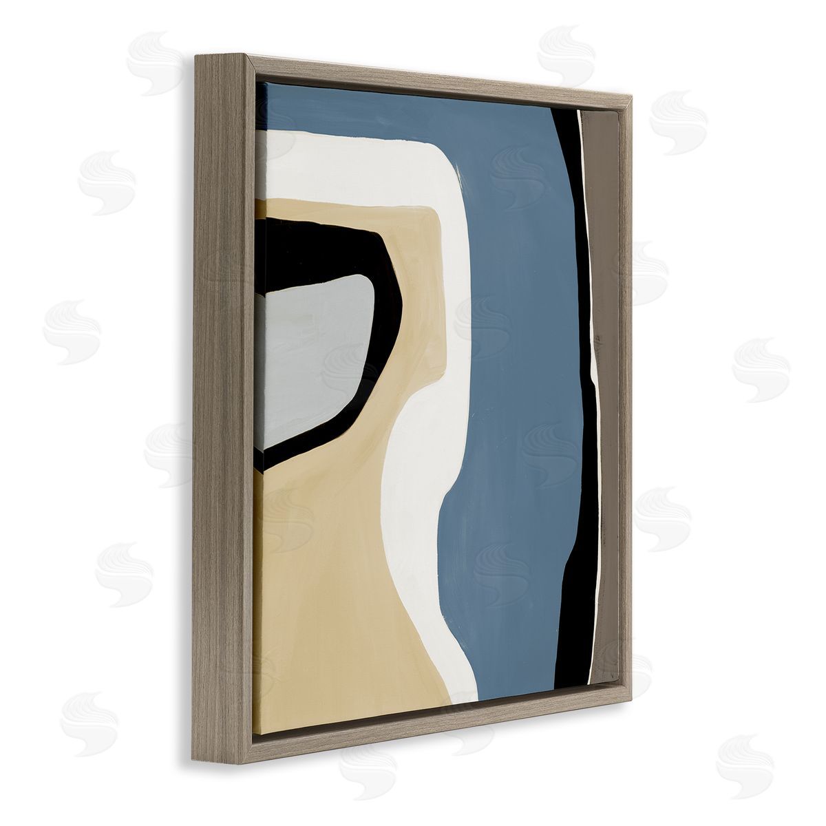 Ruth Fromstein Blue & Beige Abstraction Brown Floating Frame Canvas Wall Art Print