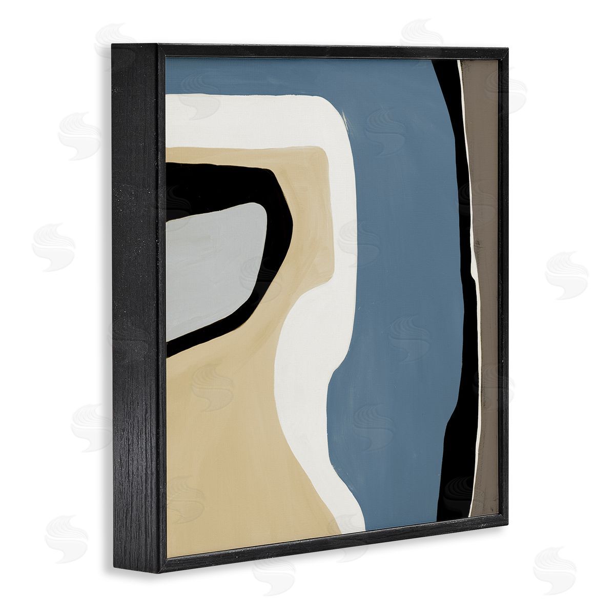 Ruth Fromstein Blue & Beige Abstraction Black Framed Glicee Wall Art Print