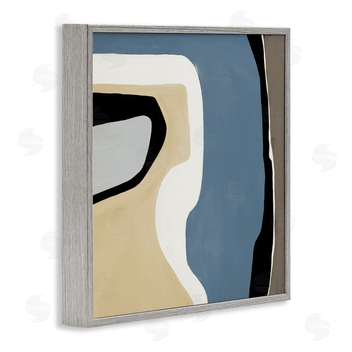 Ruth Fromstein Blue & Beige Abstraction Gray Framed Glicee Wall Art Print
