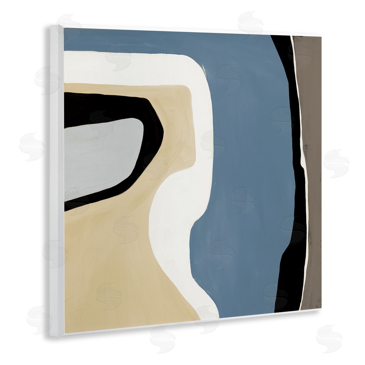 Ruth Fromstein Blue & Beige Abstraction Wooden Wall Plaque Art Print