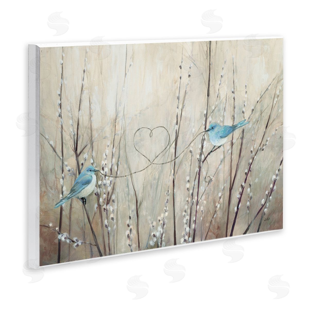 Love Birds with Heart Shape Wood Plaque Wall Art, Home Decor by Julia Purinton