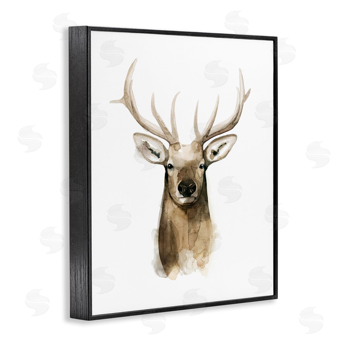 Deer Portrait Watercolor Black Frame Print Wall Art, Home Decor by Grace Popp