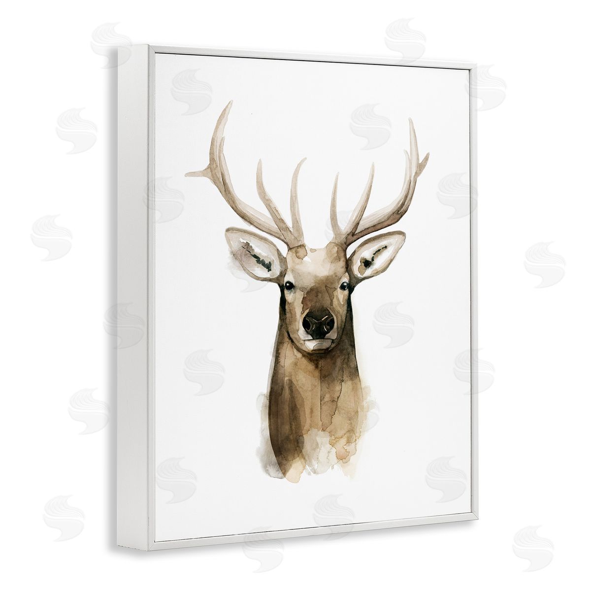 Deer Portrait Watercolor White Frame Print Wall Art, Home Decor by Grace Popp