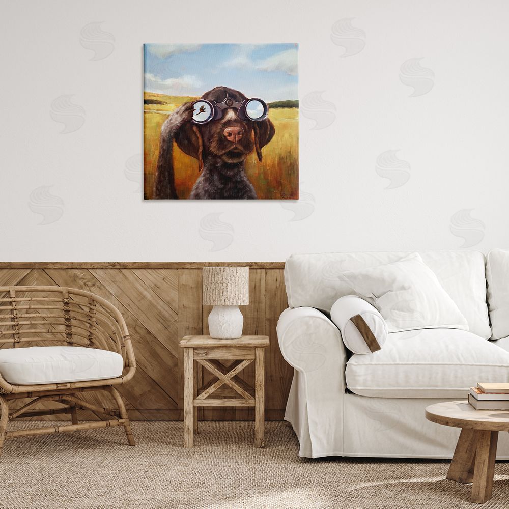 Lucia Heffernan Dog Watching Bird Binoculars Canvas Wall Art in Room