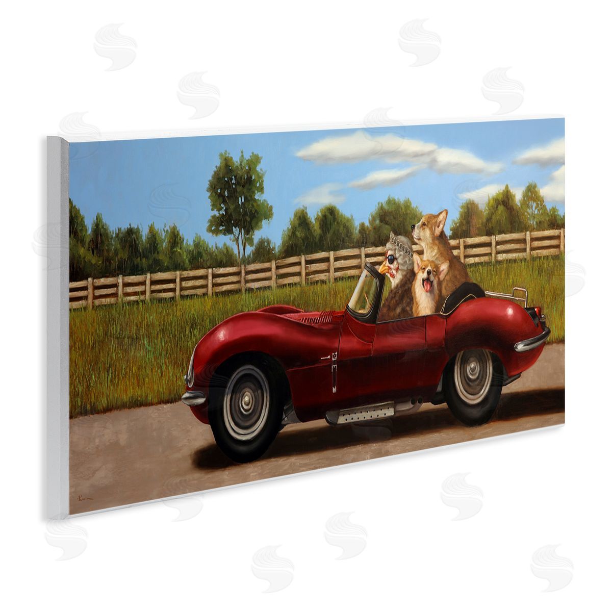 Lucia Heffernan Animals in Sports Car Wooden Wall Plaque Art Print