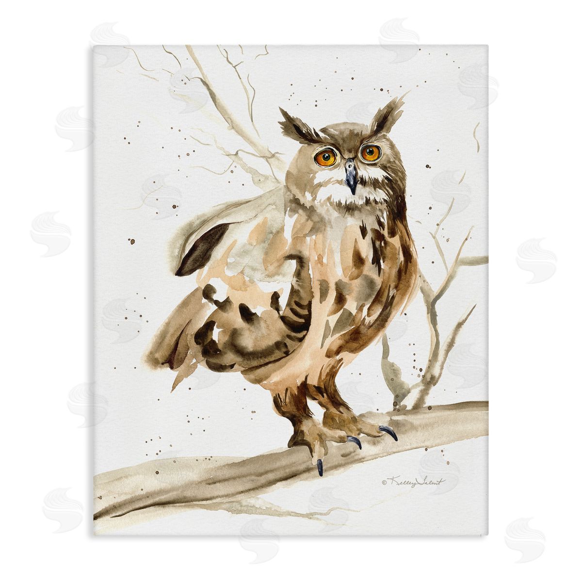 Owl Perched in Tree Canvas Wall Art, Home Decor by Kelley Talent
