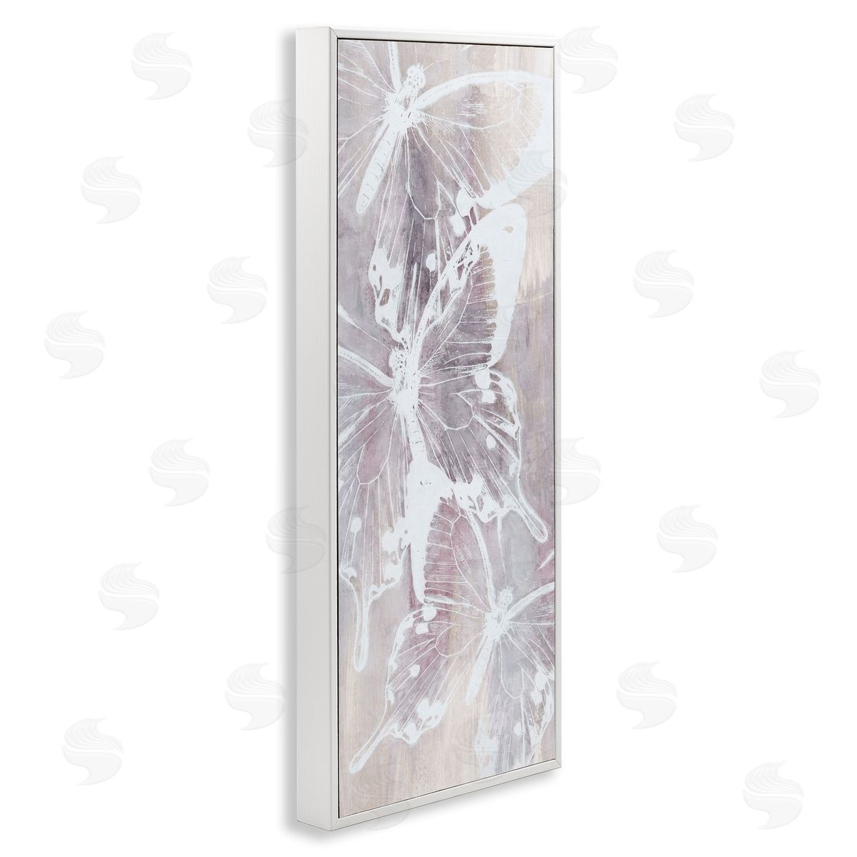 Nina Blue Abstract Overlapping Butterflies White Framed Glicee Wall Art Print