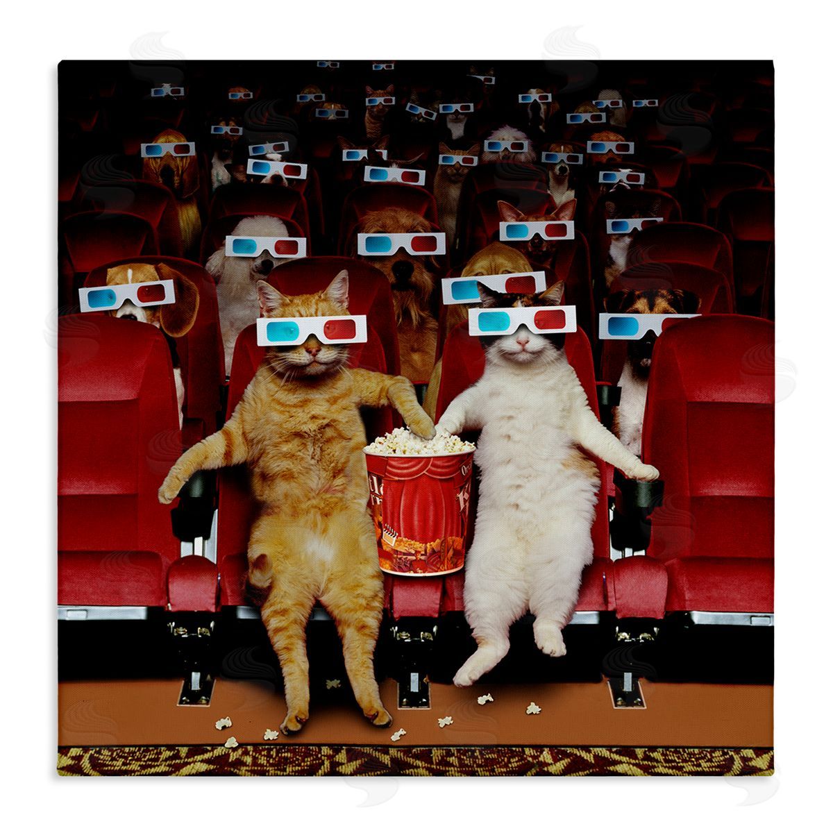 Lund Roeser Cats at 3D Movie Theater Stretched Canvas Wall Art Print