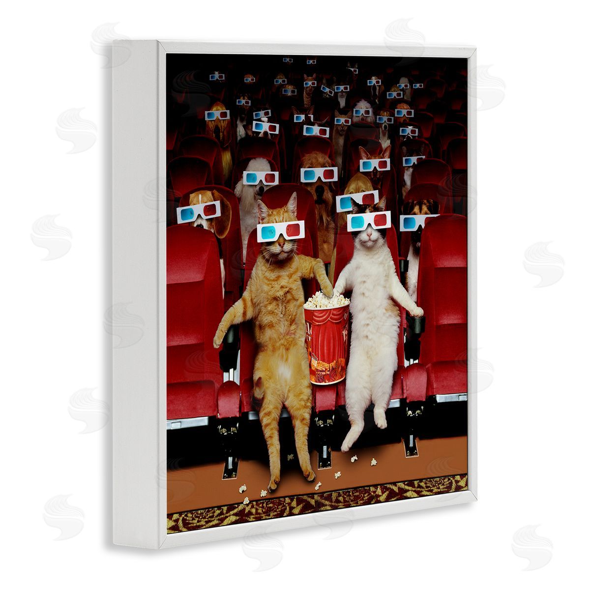 Lund Roeser Cats at 3D Movie Theater White Framed Glicee Wall Art Print