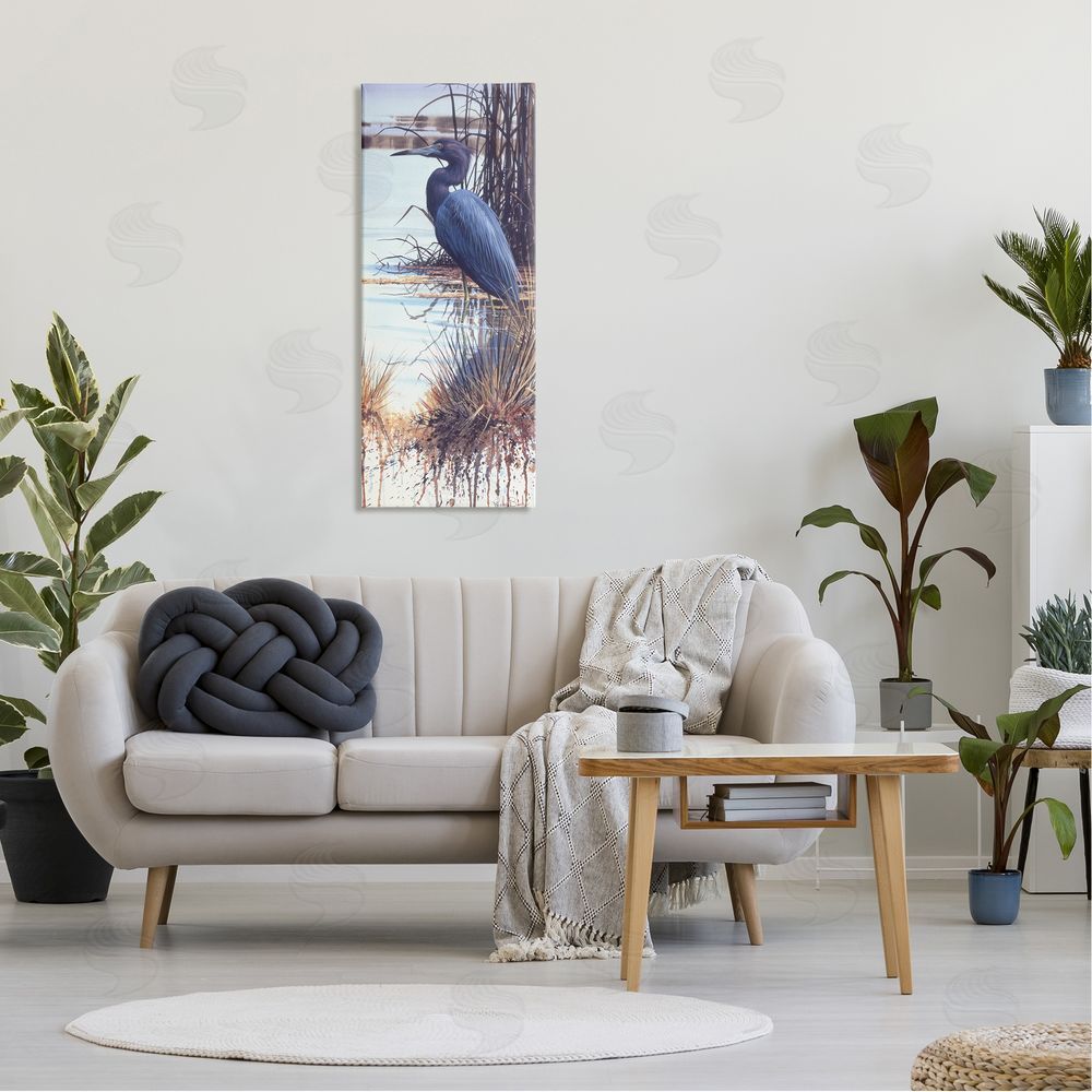 Luke Buck Blue Heron Modern Splash Canvas Wall Art in Room