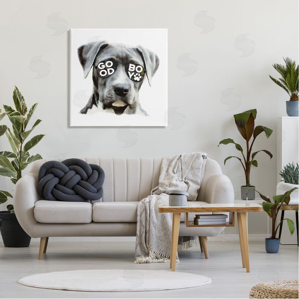 Masey St. Studios Dog with Good Boy Glasses Canvas Wall Art in Room