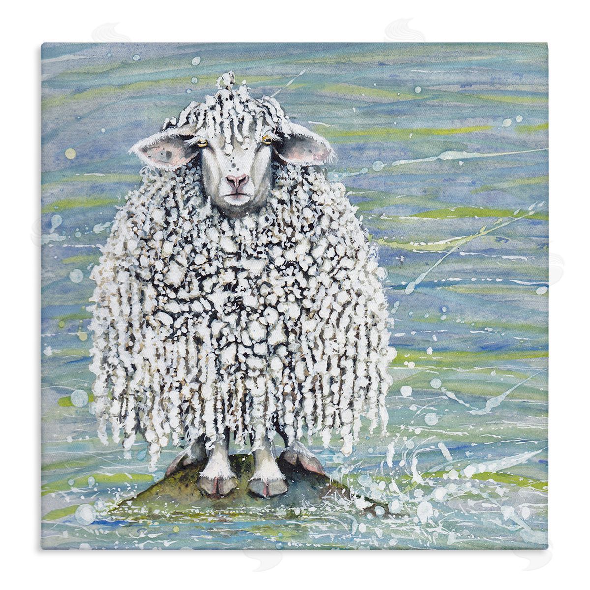 Maggie Vandewalle Abstract Sheep Modern Splatter Stretched Canvas Wall Art Print
