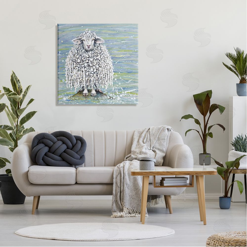 Maggie Vandewalle Abstract Sheep Modern Splatter Canvas Wall Art in Room