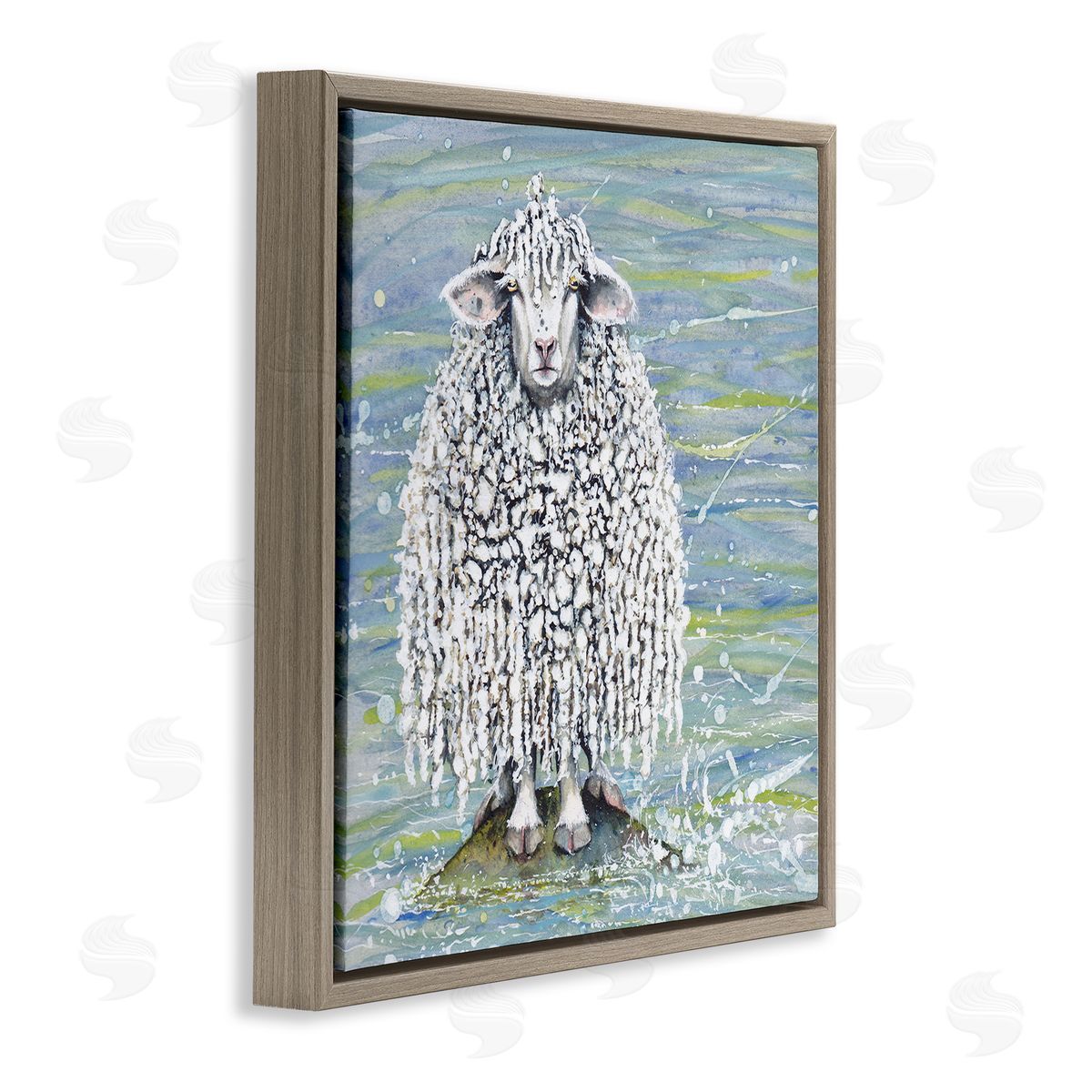 Maggie Vandewalle Abstract Sheep Modern Splatter Brown Floating Frame Canvas Wall Art Print