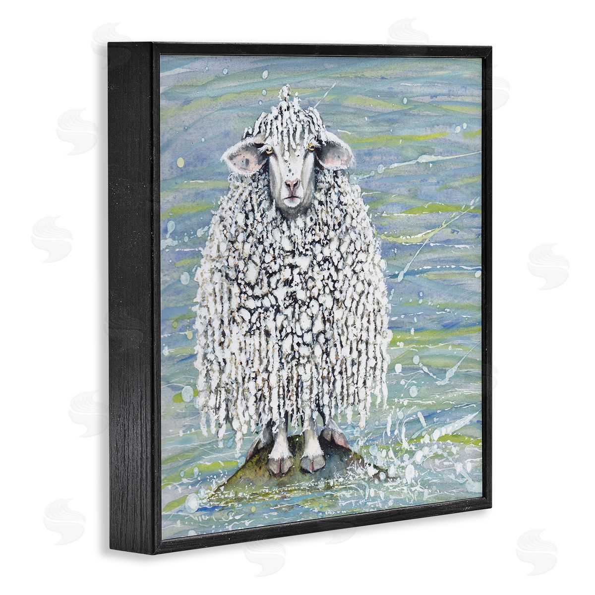 Maggie Vandewalle Abstract Sheep Modern Splatter Black Framed Glicee Wall Art Print