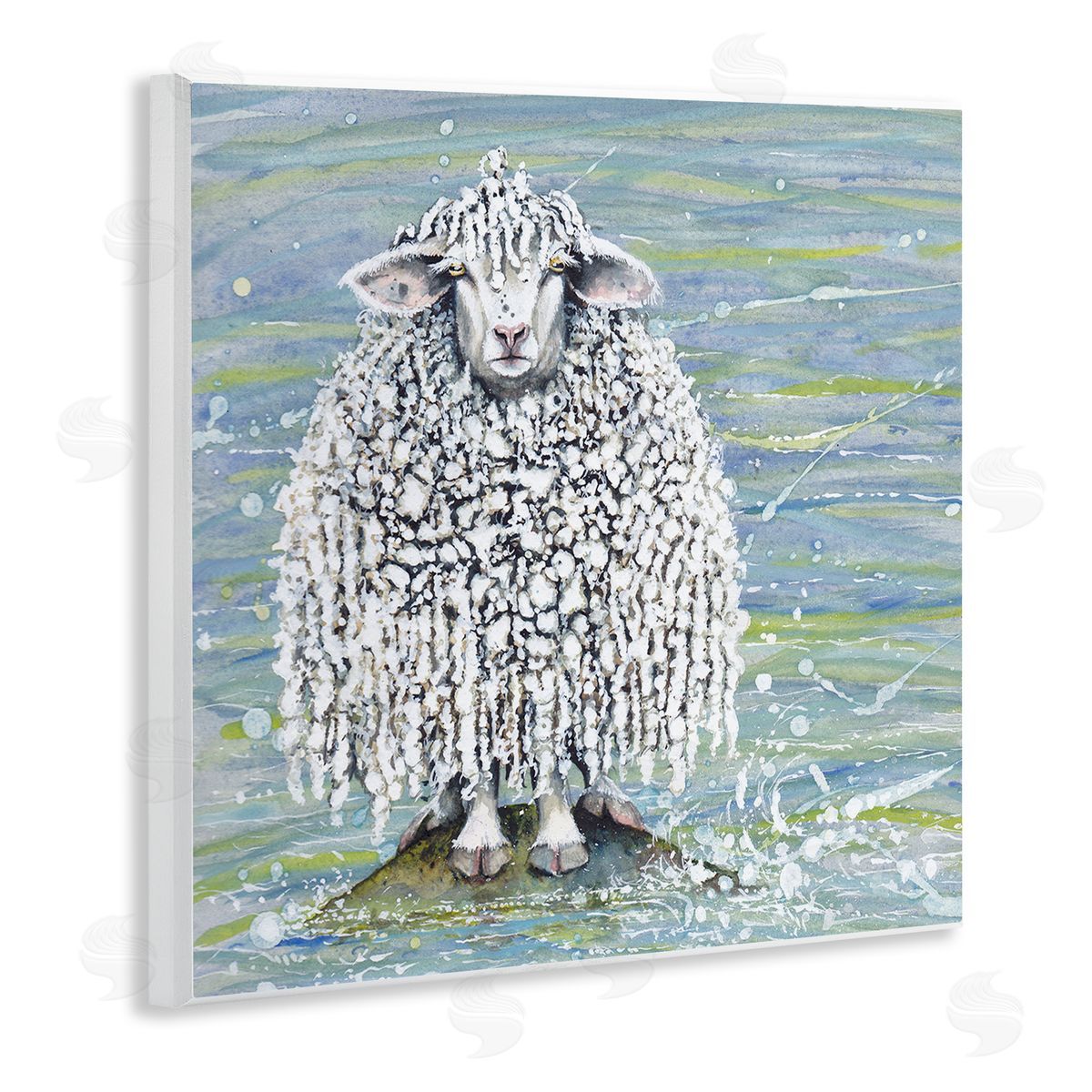 Maggie Vandewalle Abstract Sheep Modern Splatter Wooden Wall Plaque Art Print