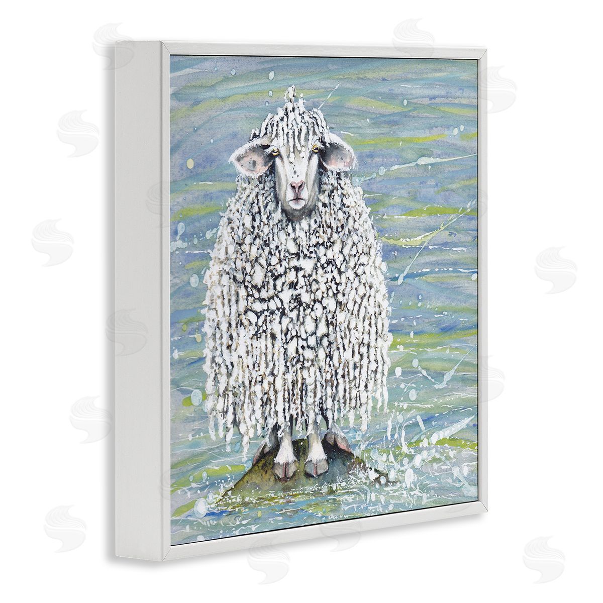 Maggie Vandewalle Abstract Sheep Modern Splatter White Framed Glicee Wall Art Print