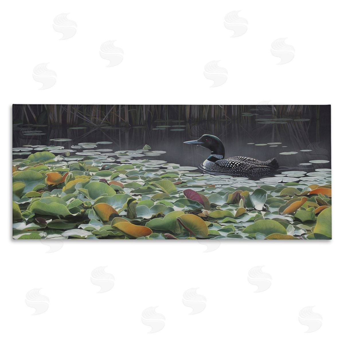 Clinton Jammer Duck Among Pond Lilies Stretched Canvas Wall Art Print