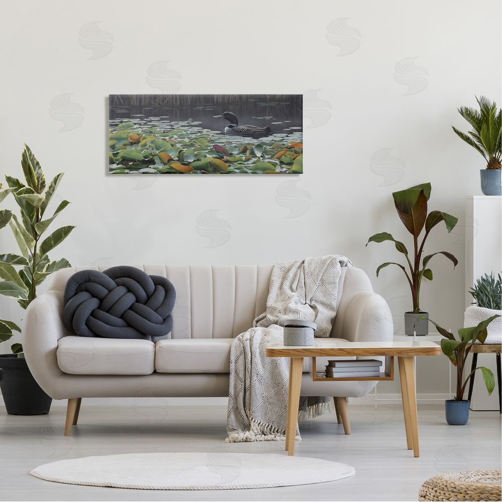 Clinton Jammer Duck Among Pond Lilies Canvas Wall Art in Room