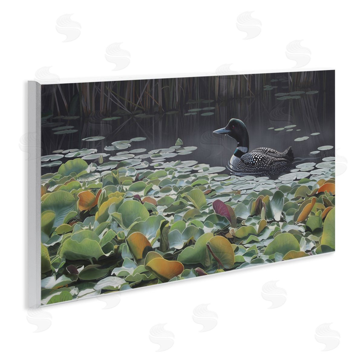 Clinton Jammer Duck Among Pond Lilies Wooden Wall Plaque Art Print