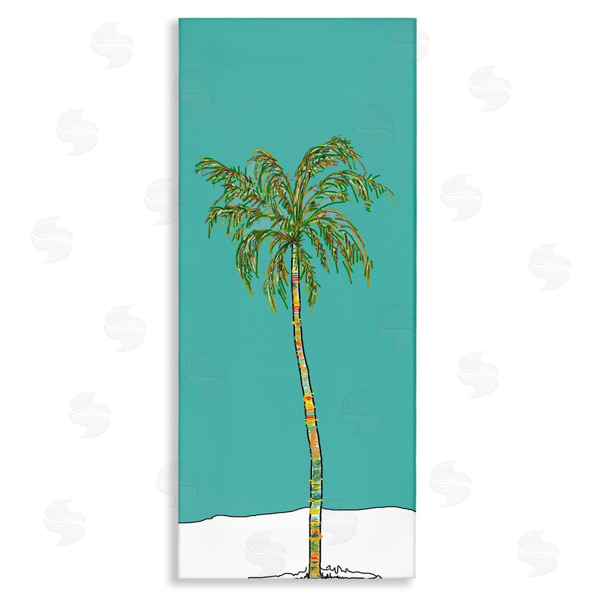 J. Weiss Modern Turquoise Palm Tree Stretched Canvas Wall Art Print