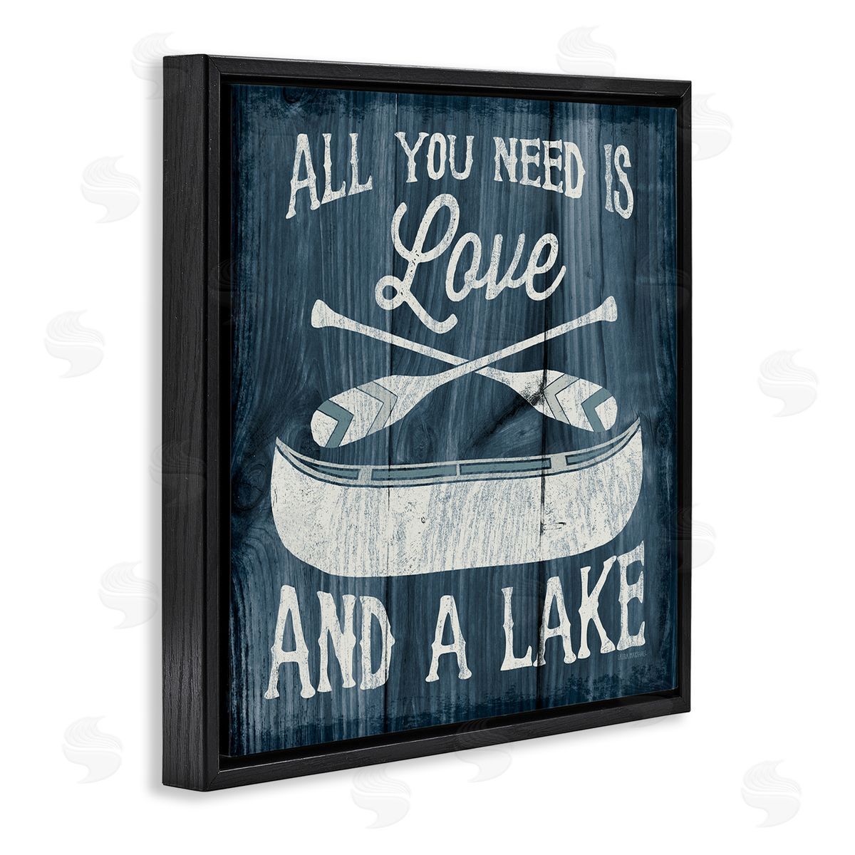 Laura Marshall Love & Lake Phrase Black Floating Frame Canvas Wall Art Print