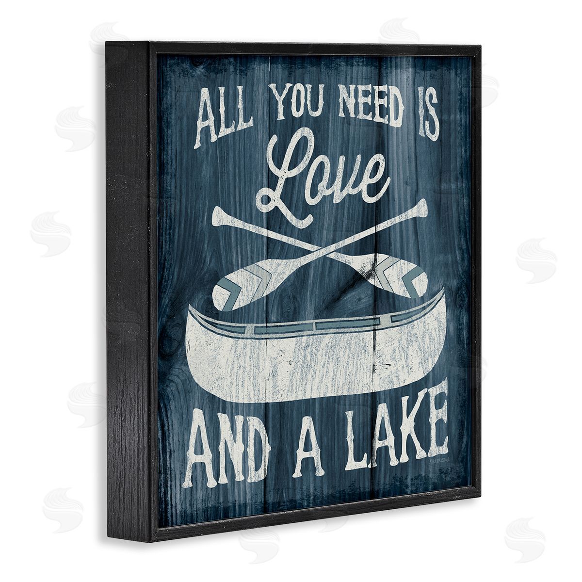 Laura Marshall Love & Lake Phrase Black Framed Glicee Wall Art Print