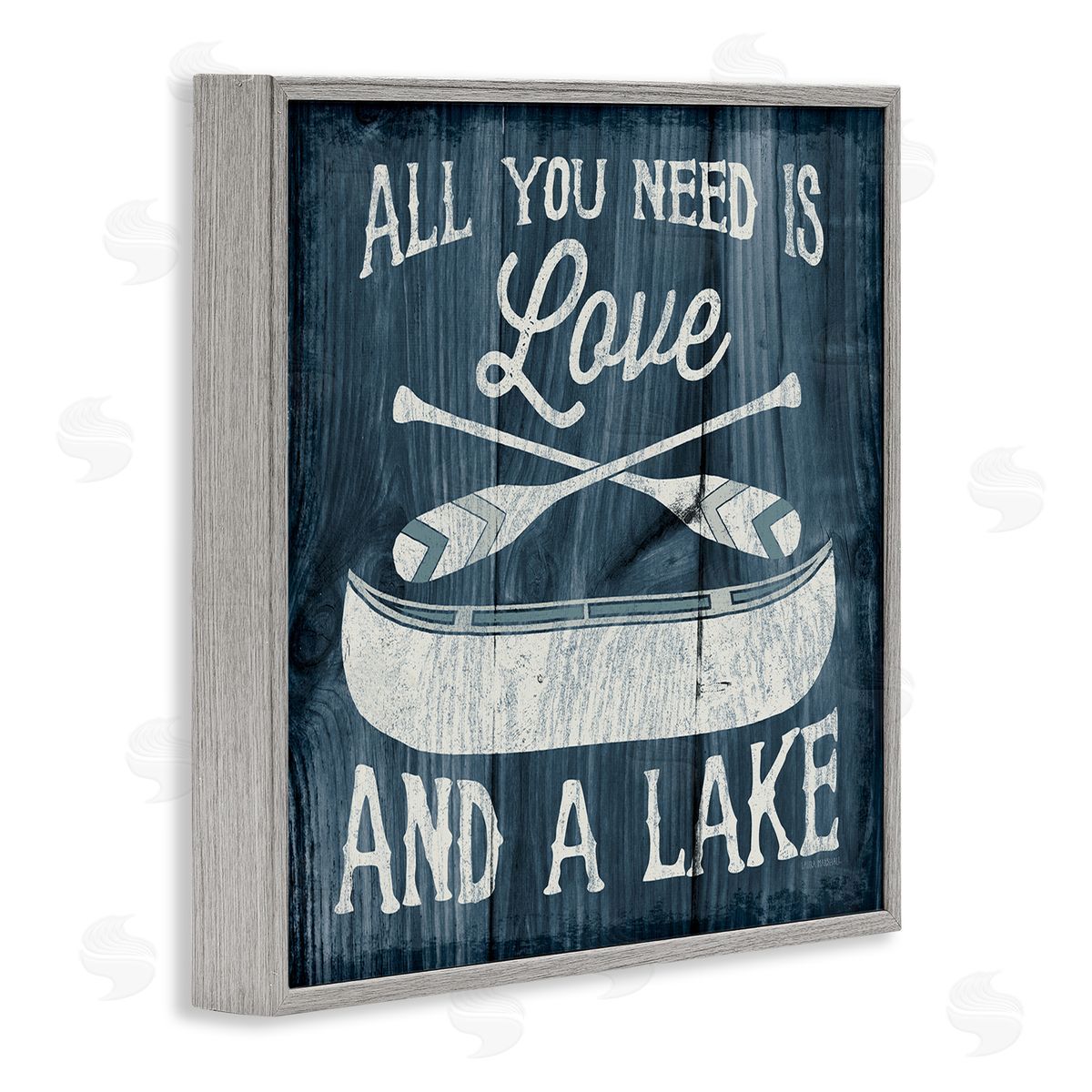 Laura Marshall Love & Lake Phrase Gray Framed Glicee Wall Art Print