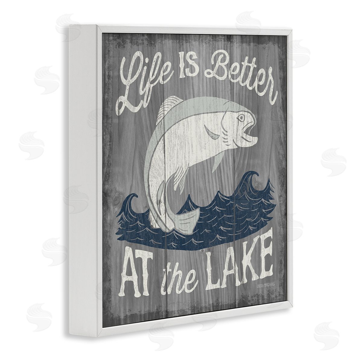 Laura Marshall Life Better at Lake Rustic White Framed Glicee Wall Art Print