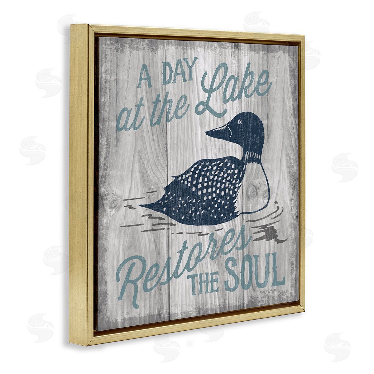 Laura Marshall Restores the Soul Phrase Gold Floating Frame Canvas Wall Art Print