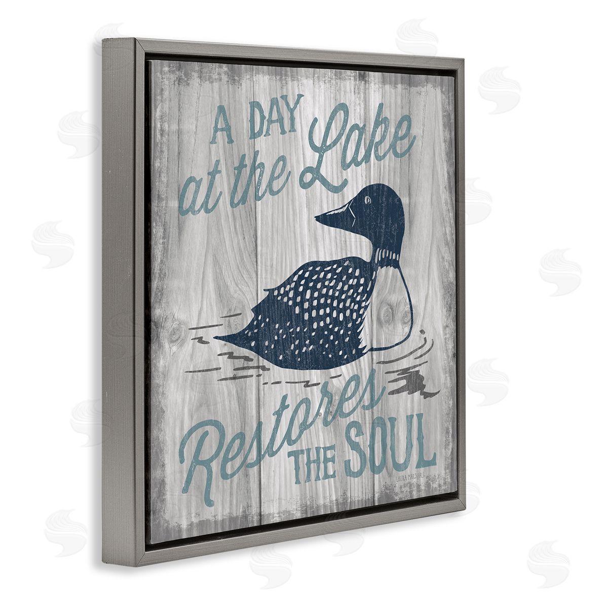 Laura Marshall Restores the Soul Phrase Gray Floating Frame Canvas Wall Art Print