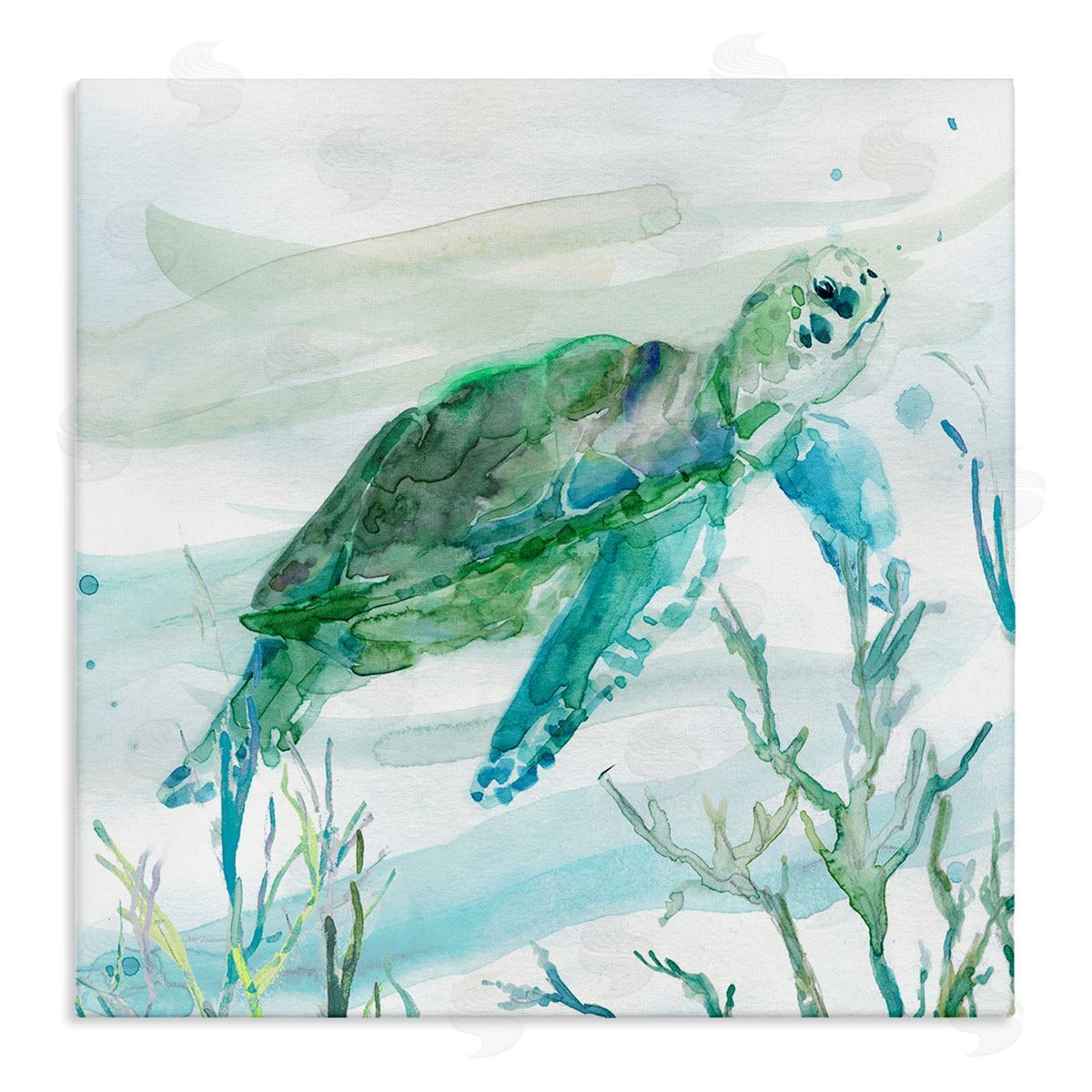 Carol Robinson Modern Turtle Underwater Stretched Canvas Wall Art Print