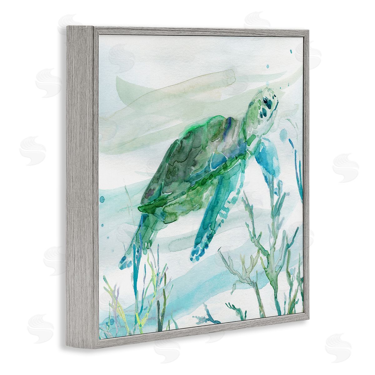 Carol Robinson Modern Turtle Underwater Gray Framed Glicee Wall Art Print