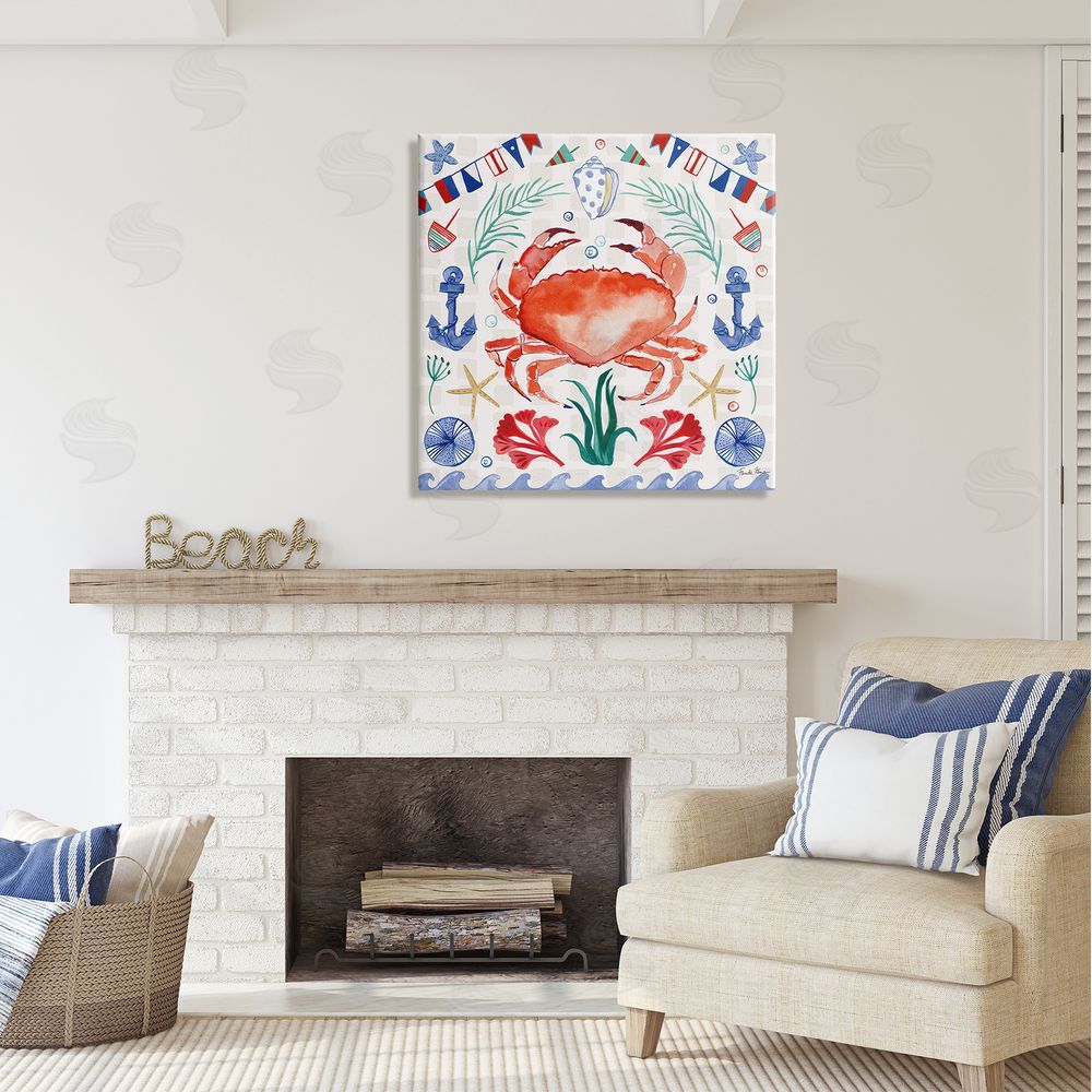 Farida Zaman Maritime Crab Pattern Canvas Wall Art in Room