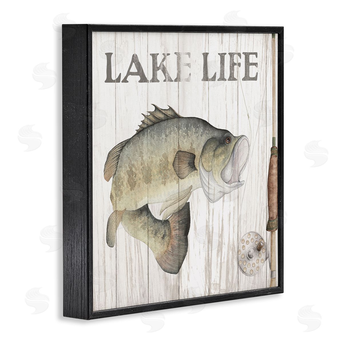 Wild Apple Portfolio Lake Life Fishing Phrase Black Framed Glicee Wall Art Print
