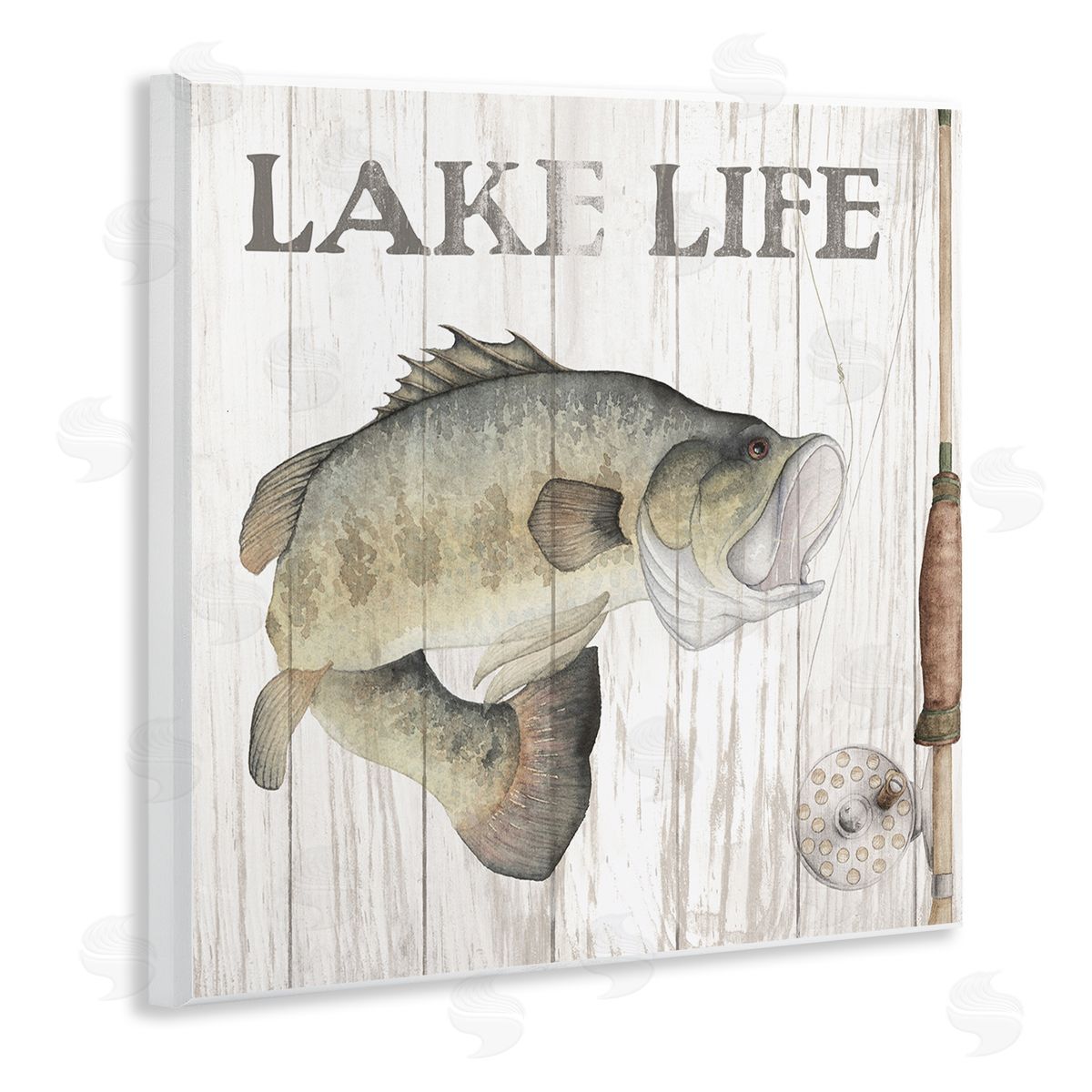 Wild Apple Portfolio Lake Life Fishing Phrase Wooden Wall Plaque Art Print