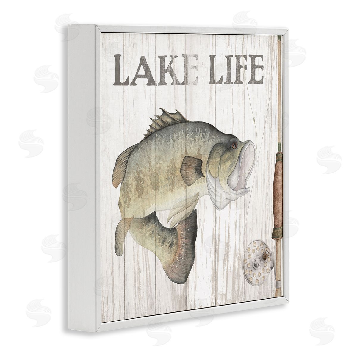 Wild Apple Portfolio Lake Life Fishing Phrase White Framed Glicee Wall Art Print